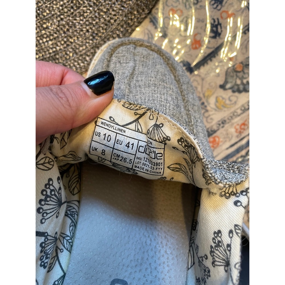 Hey Dude Wendy Linen Grey Marl Slip On Loafers Floral Lining Womens Size 10 - Picture 4 of 4